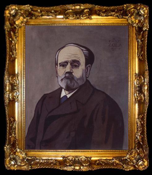 framed  Felix Vallotton Portrait decoratif of Emile Zola, ta009-2
